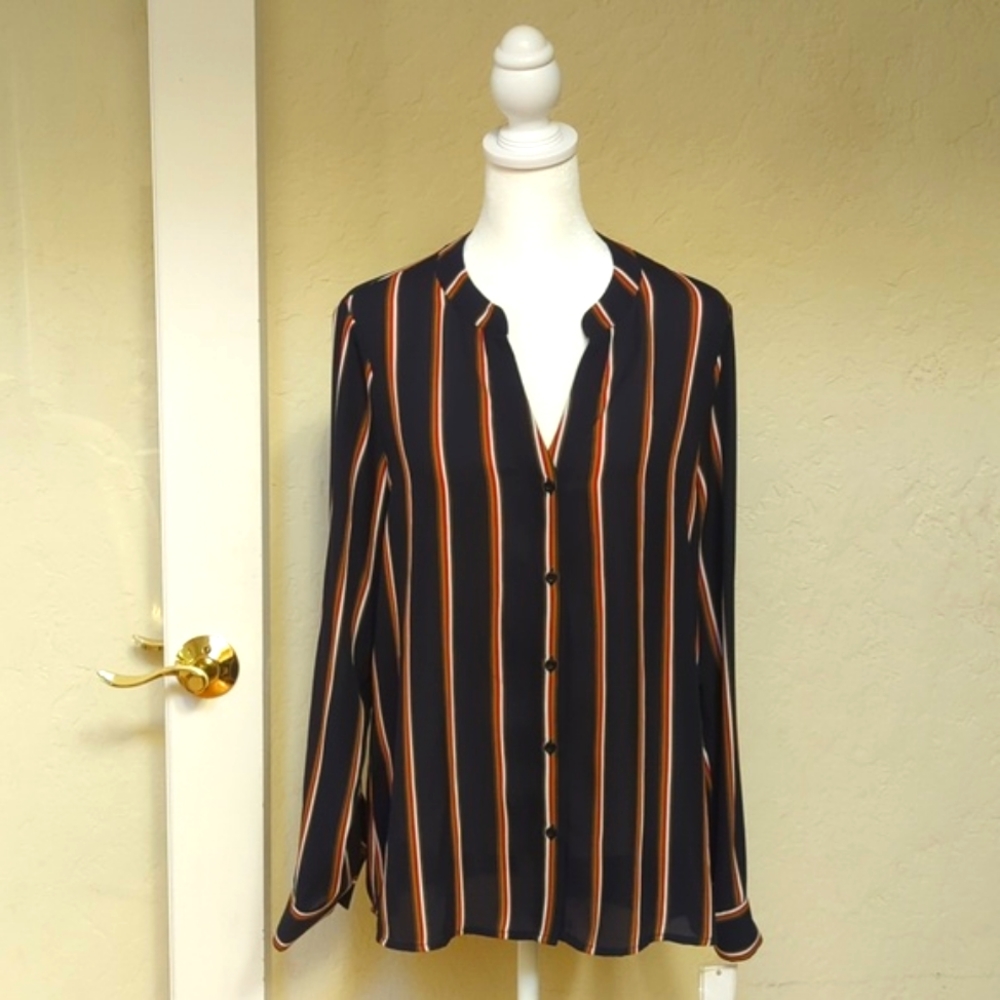 Sophie Rue Exclusive Stitch Fix Navy Olivero Split Neck Blouse Size Medium